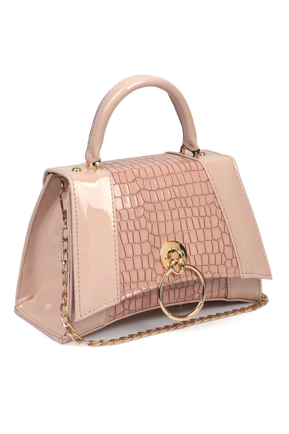 Kleine Damenhandtasche mit Krokodilmuster