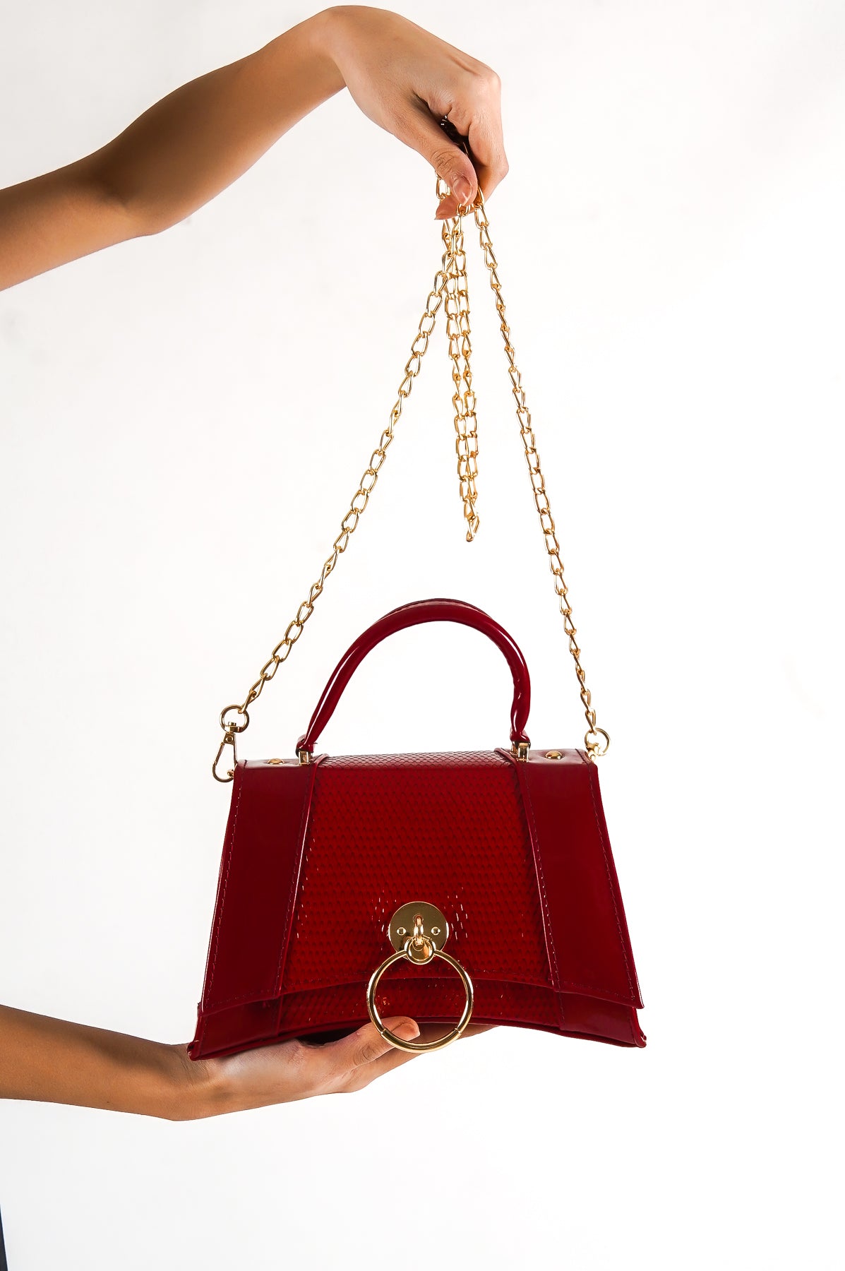 Kleine Damenhandtasche mit Krokodilmuster