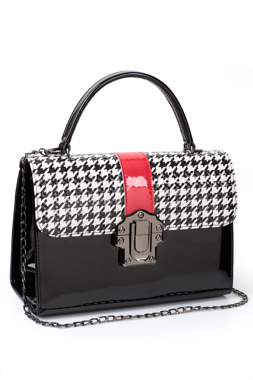 Damenhandtasche mit Hahnentrittmuster