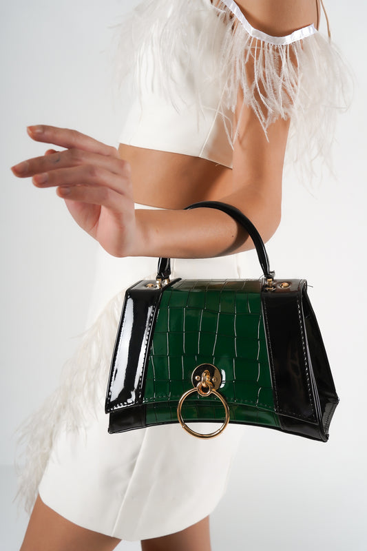 Kleine Damenhandtasche mit Krokodilmuster