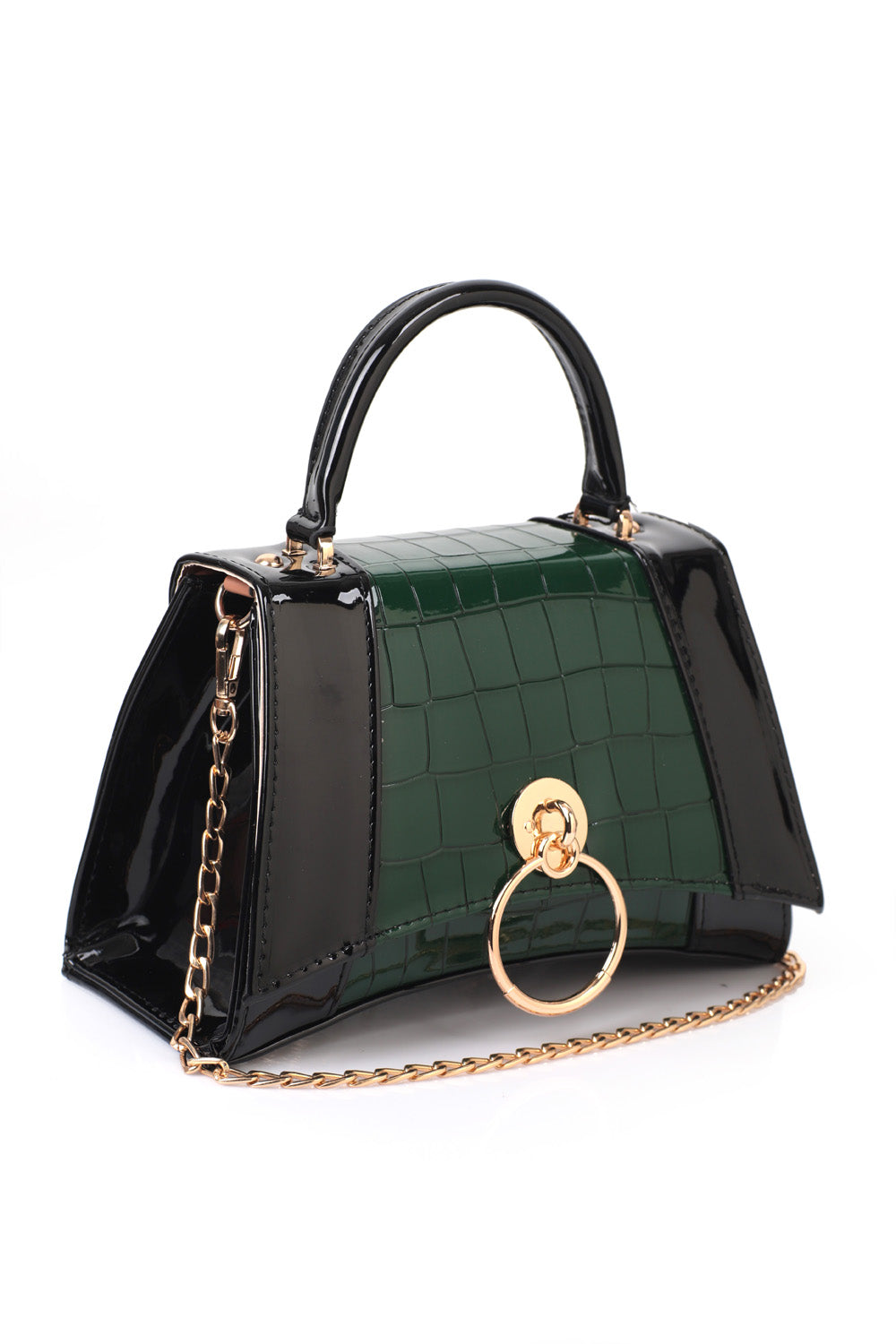 Kleine Damenhandtasche mit Krokodilmuster