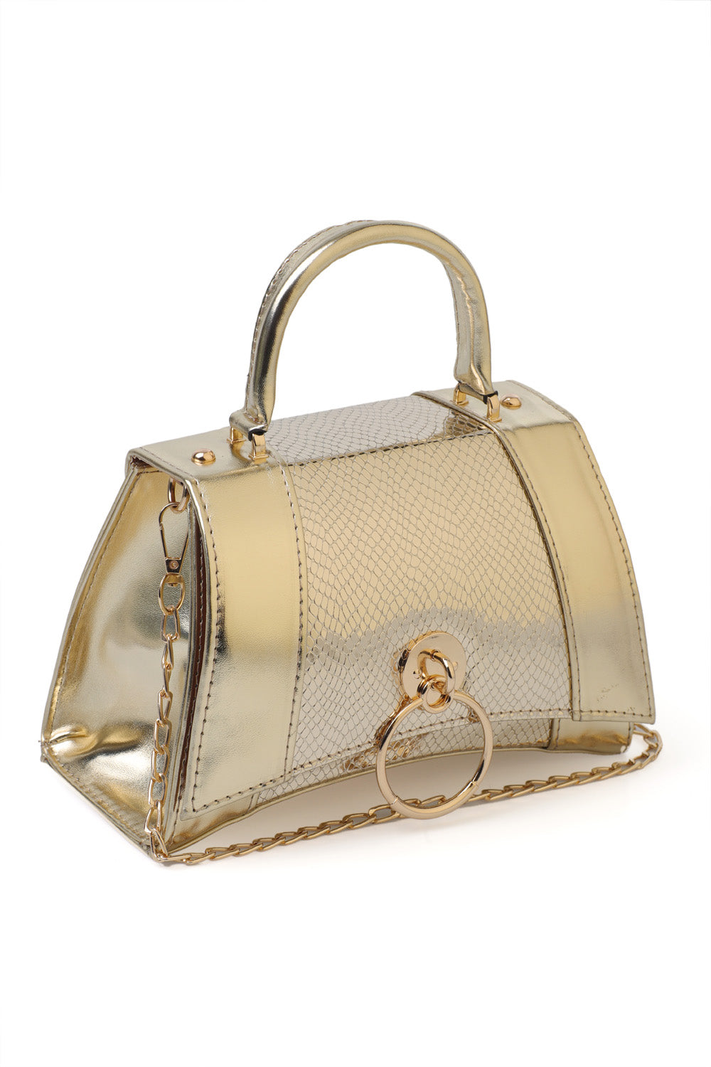 Kleine Damenhandtasche mit Krokodilmuster