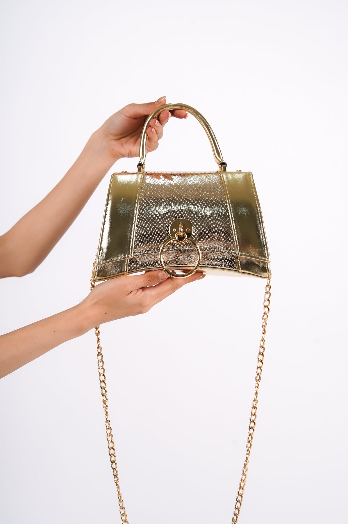 Kleine Damenhandtasche mit Krokodilmuster