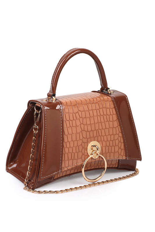 Kleine Damenhandtasche mit Krokodilmuster