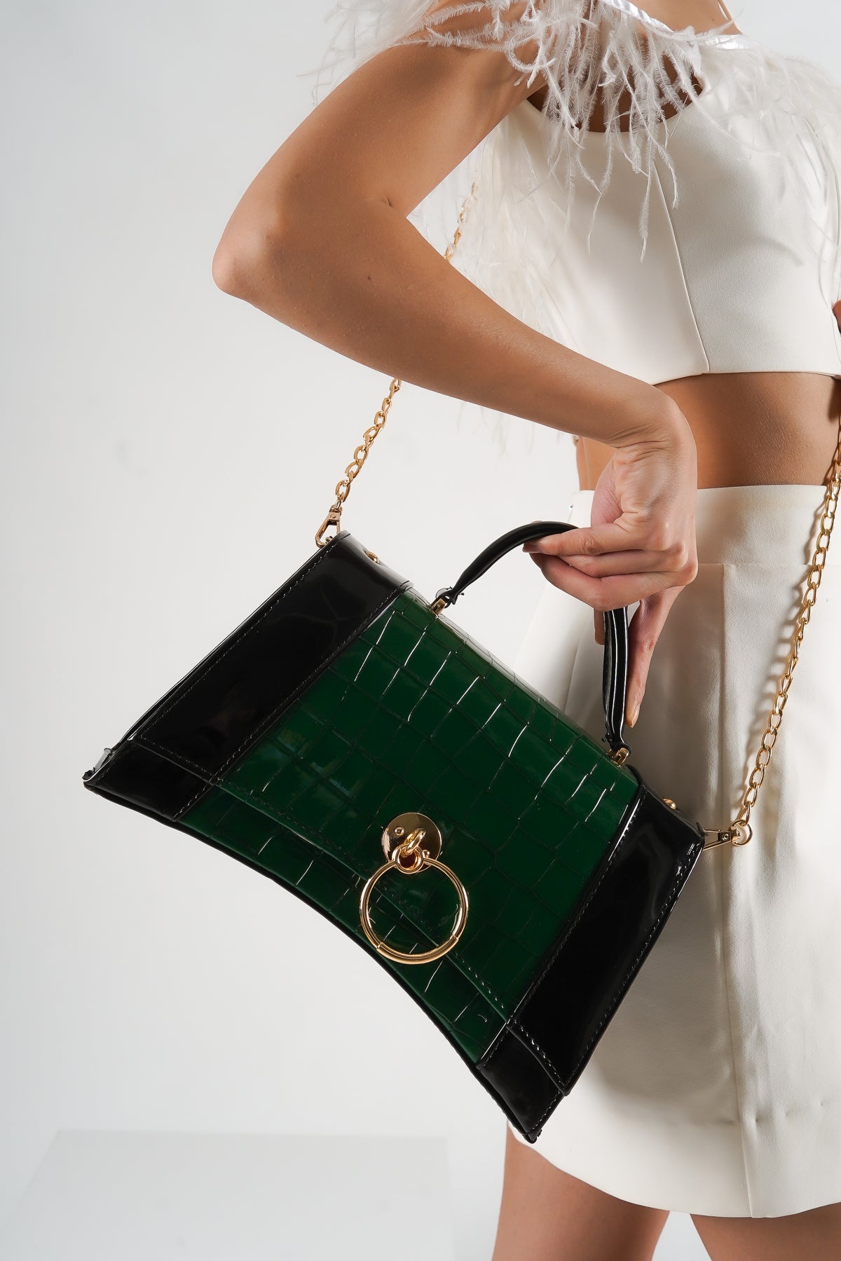 Große Damenhandtasche mit Krokodilmuster