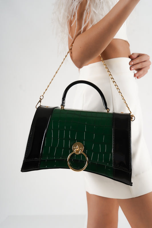 Große Damenhandtasche mit Krokodilmuster