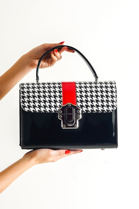 Damenhandtasche mit Hahnentrittmuster